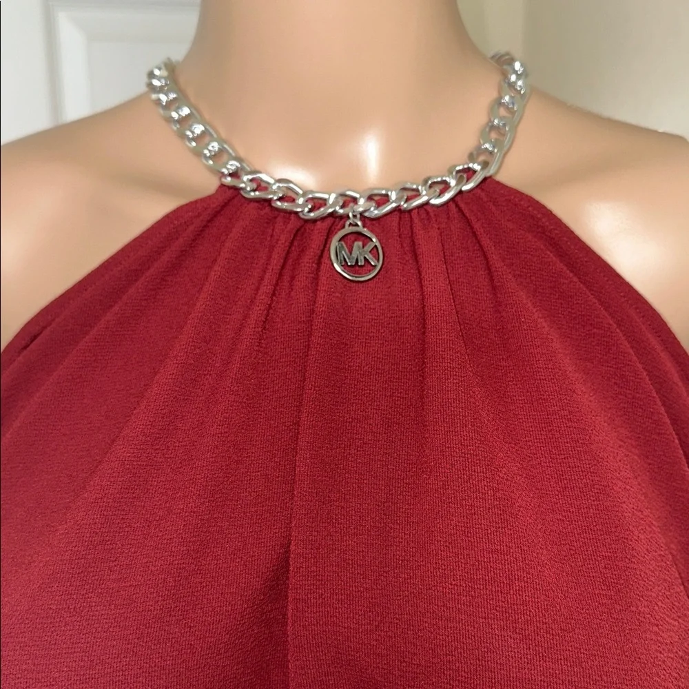 MICHAEL Michael Kors Burgundy Cold-Shoulder Halter Blouse - Picture 3 of 14
